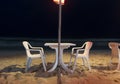 Openair Beach Restaurant Sea View at night Royalty Free Stock Photo